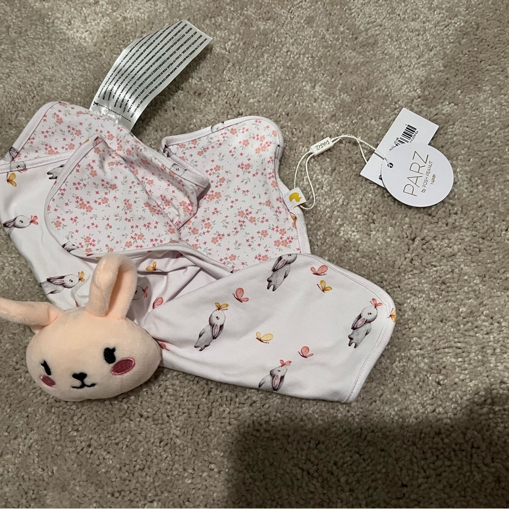 Posh Peanut Bunny White Baby Lovey - Parz Athena collection💕NWT